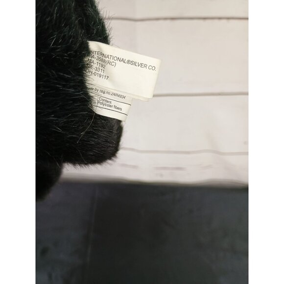 Black & Cream Plush Teddy Bear With Red Ribbon - Made By International Silver Co - Picture 3 of 5